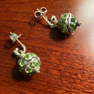David Yurman silver peridot ball earrings